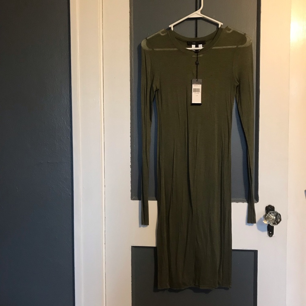 Sheer knee length long sleeve dress